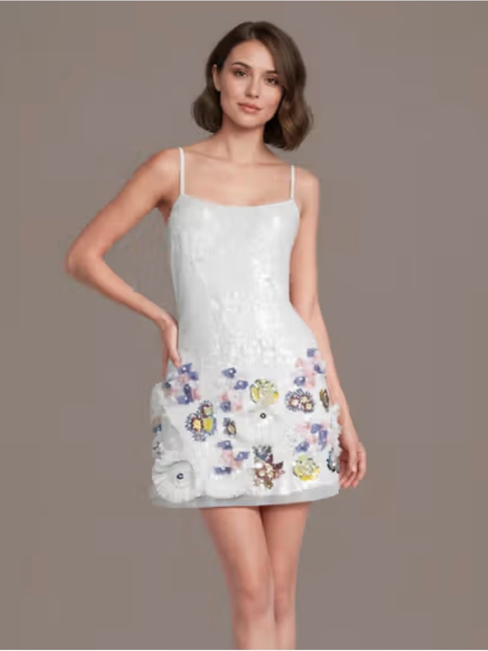 NWT Macdugal White Floral Embellished Mini Dress SZ 8